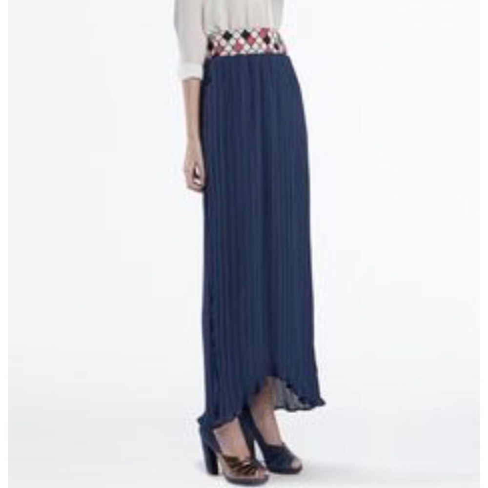 Anthropologie Patula Pleated Maxi Skirt in Blue